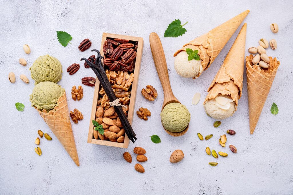 cream scoops, dessert, frozen, frozen desserts, cold, cold desserts, treats, sweets, waffle cones, ice cream flavors, creamy, dairy, food, gelato, nuts, vanilla beans, vanilla, ice cream, ice cream, ice cream, ice cream, ice cream, vanilla beans, vanilla